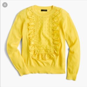 J.CREW Lara Lace Bib yellow pullover sweater XS